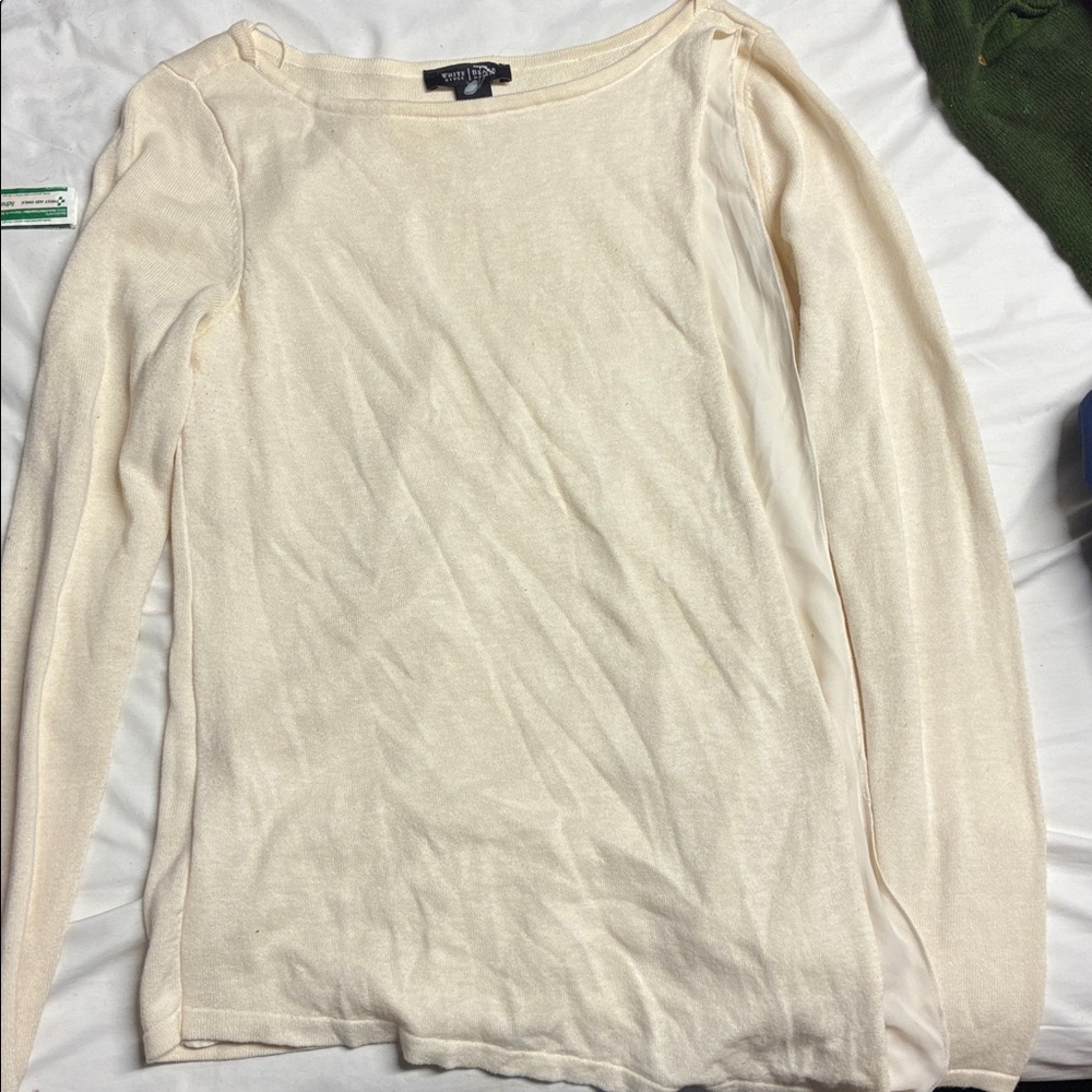 White House Black Market Ivory Long Sleeve Top